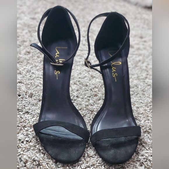 Lulus Black Faux Suede Heels - Picture 2 of 7